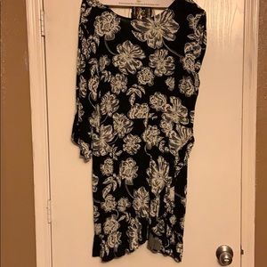 Dress, faux wrap bottom, ruffles @ closure of wrap